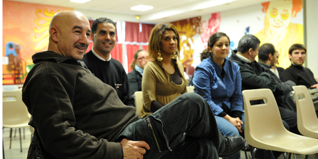 Yazid Kherfi avec les éducateurs des Chapélies, Tujac et Rivet