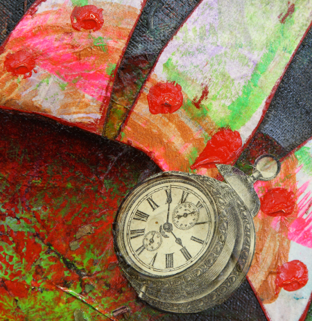 Le temps est une thématique qui revient fréquemment dans les toiles de Marie Bazin