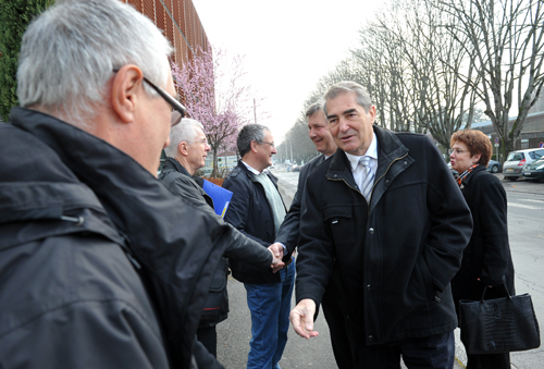 Jean-Paul Denanot et Philippe Nauche rencontrant les représentants syndicaux dans les locaux de l'Agglo de Brive