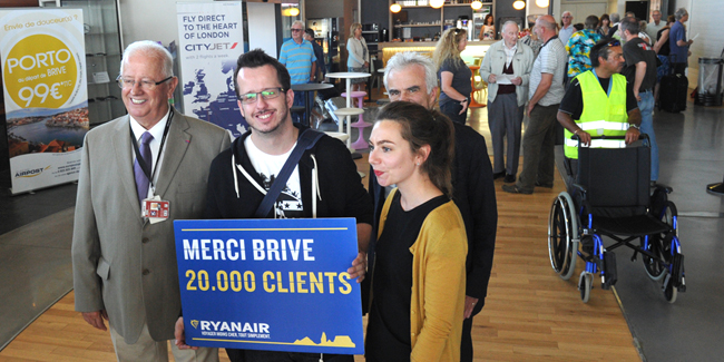 Un 20000e passager transporté par Ryanair sur l'aéroport de Brive